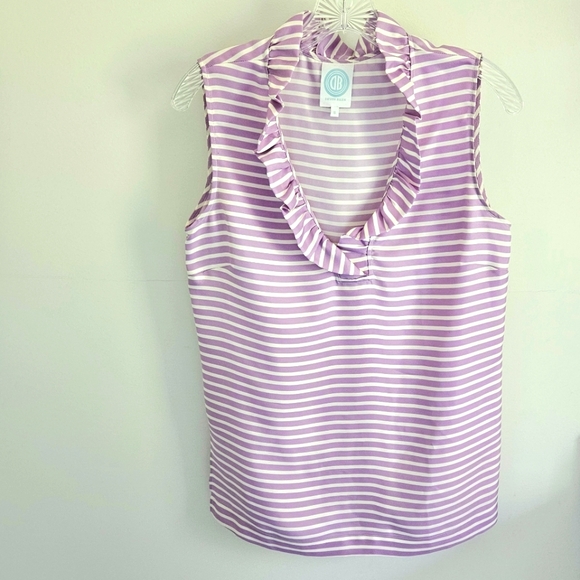 Devon Baer Tops - Devon Baer lavender silk stripe top with ruffle